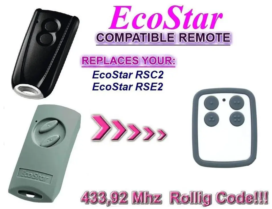 

Garage Door Remote Control Compatible with Hormann Ecostar RSE2 Handsender 433 Mhz rolling code