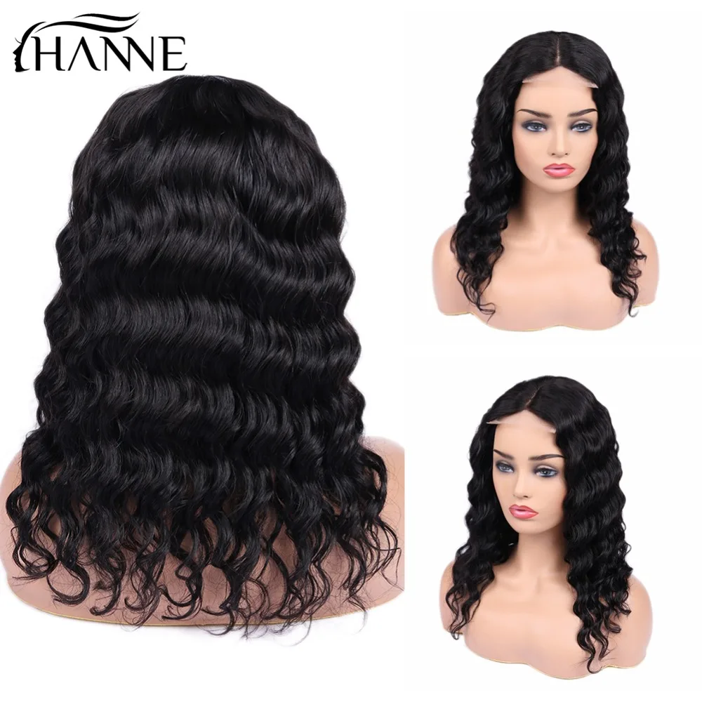 

4*4 Lace Closure Human Hair Wigs Glueless 150% Density For Women Natural Color Brazilian Remy Loose Wave Wig HANNE Hair