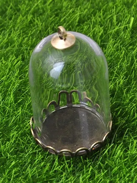 

DIY Glass Cylinder Bottle Pendant 30X20mm with Bronze Base Memory Locket Wide Mouth Opening