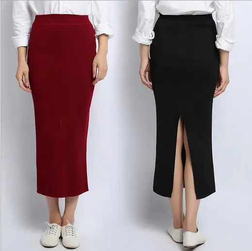 2015 New Pencil Skirt High Waist Women Winter&autumn Shirts Black Wine ...