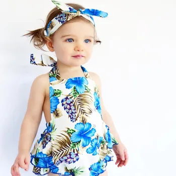 

Infant Baby Romper Girls Floral Print Ruffles Jumpsuit Outfits Summer Clothes