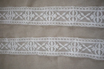 

14 yards off white rose lace fabric by the yard, white cotton floral and leaves style mesh embroidered lace fabrics