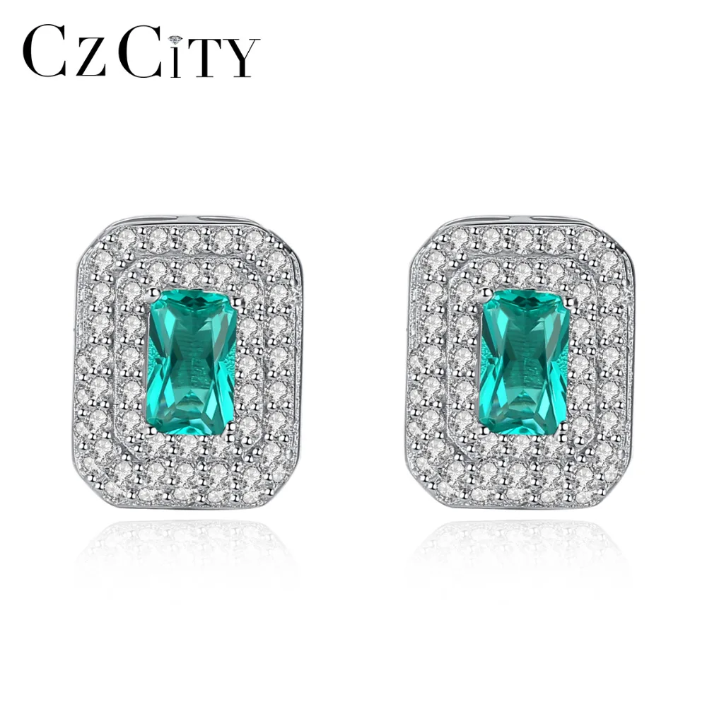 CZCITY Новые Роскошные стерлингового серебра 925 серьги со шпилькой для женщин