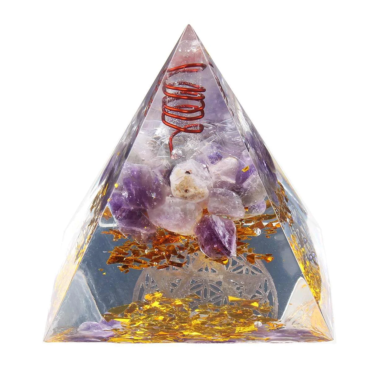 5,5-6,5 см Orgonite улучшение Фортуны помощь бизнес башня натуральный кристалл энергия Orgone Пирамида процесс украшения Смола счастливый подарок - Цвет: A