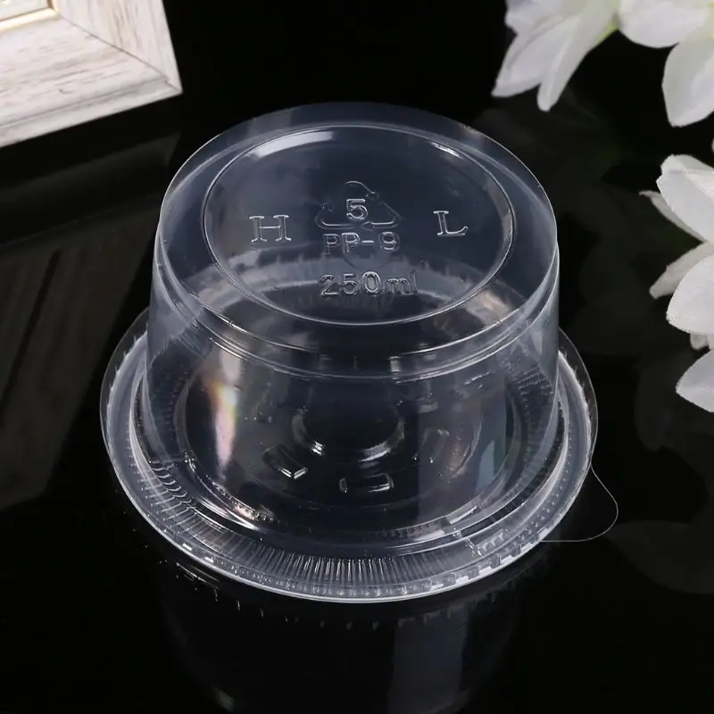 

10Pcs Disposable Cups Set Of 250ml Sauce Pot Container Jello Shot Cup Slime Storage With Lid For Ketchup