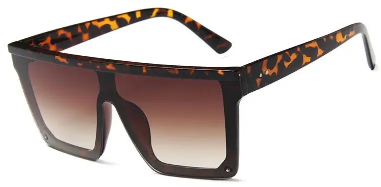 Сексуальные роскошные брендовые Черные Квадратные Солнцезащитные очки для женщин и мужчин, винтажные дизайнерские прозрачные пластиковые солнцезащитные очки с плоским верхом - Цвет линз: C2 leopard tea