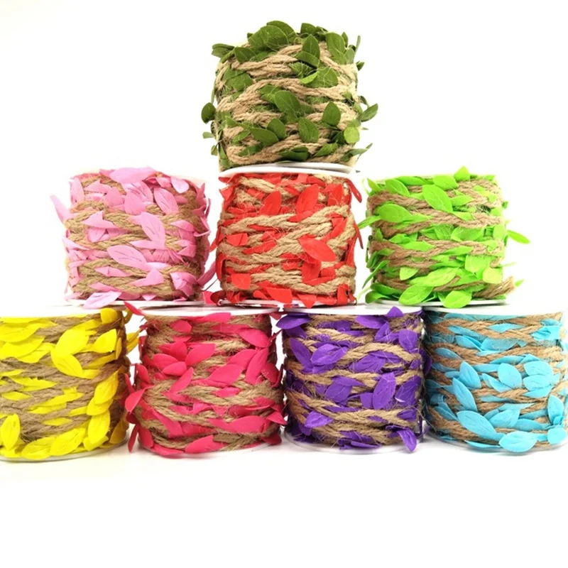 NEW 8 In 1 Simulation Leaves Weaving Rope Diy Wedding Birthday Wedding Decoration Rattan Gift Bouquet