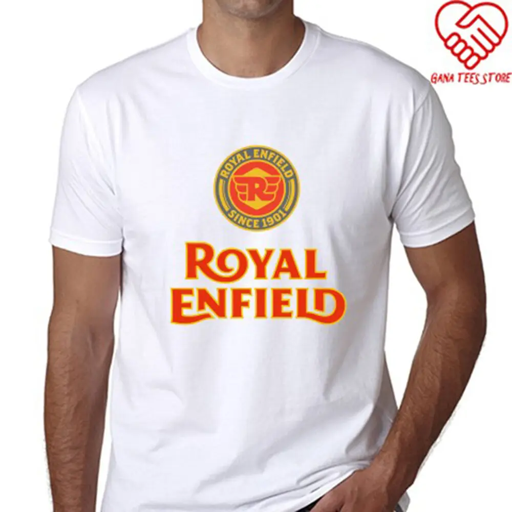 

New Royal Enfield Logo Men's White T-Shirt Size S to 3XL