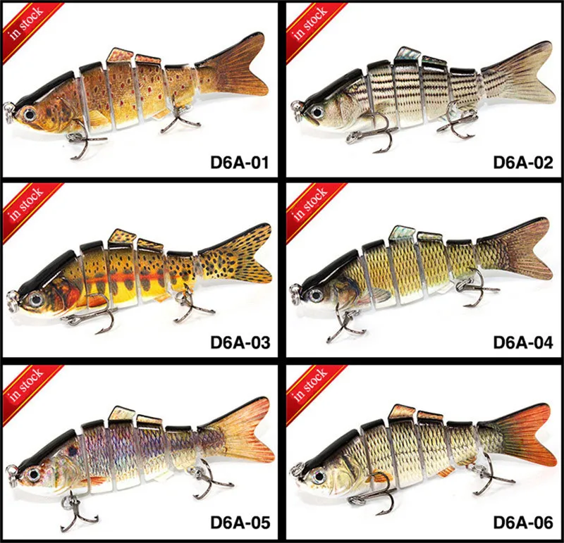 Hot Sale 6-Segment Fishing Lure 10cm 9 Colors 3D Eyes Fake Crankbaits (1)
