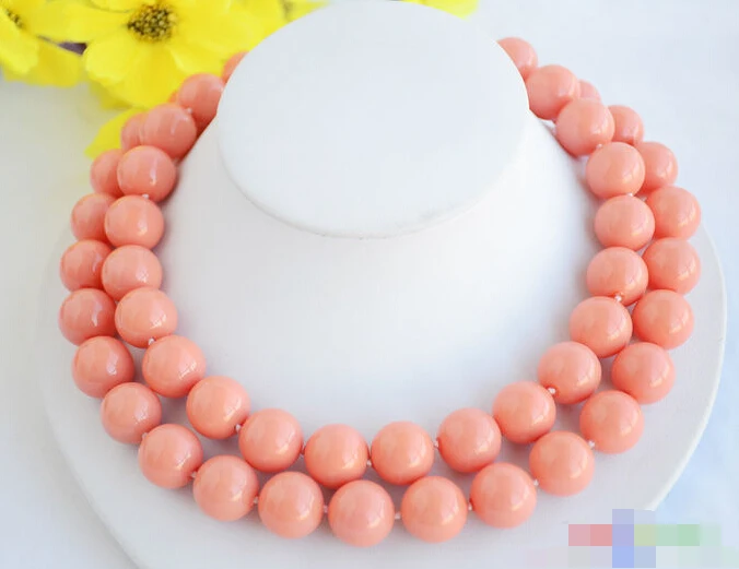 

1069 CORAL PINK ROUND SOUTH SEA SHELL PEARL NECKLACE