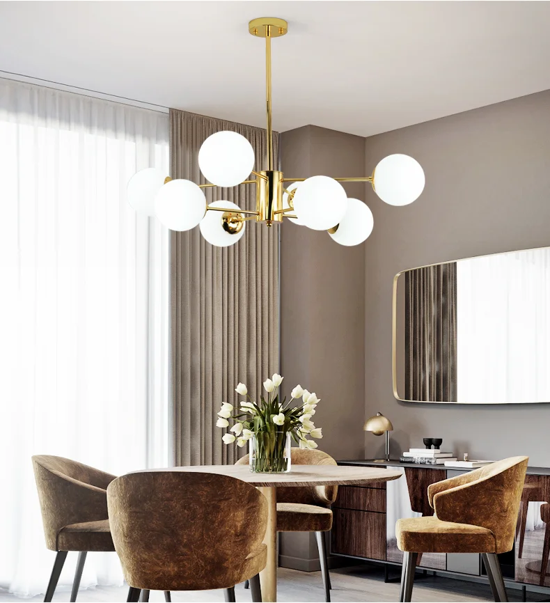 Bola de Vidro Pós-moderna Criativo Feijão Mágico Lustre Estilo Nórdico 7 Cheap Lustres