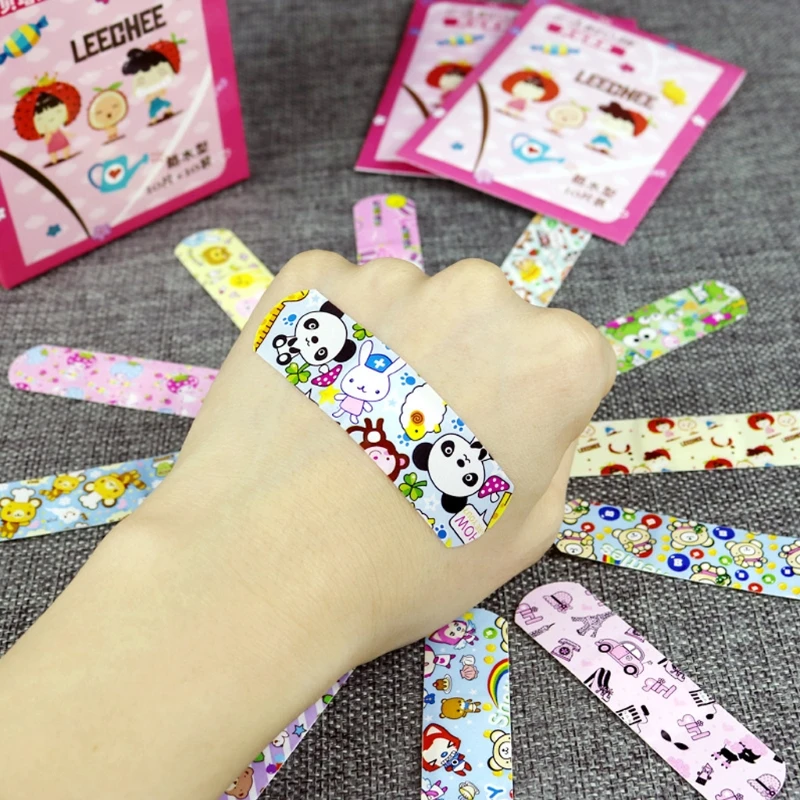 100 pcs Korea Cute Cartoon Waterproof Bandage Band-Aid Hemostatic Adhesive For Kids Children Braces Supports Random