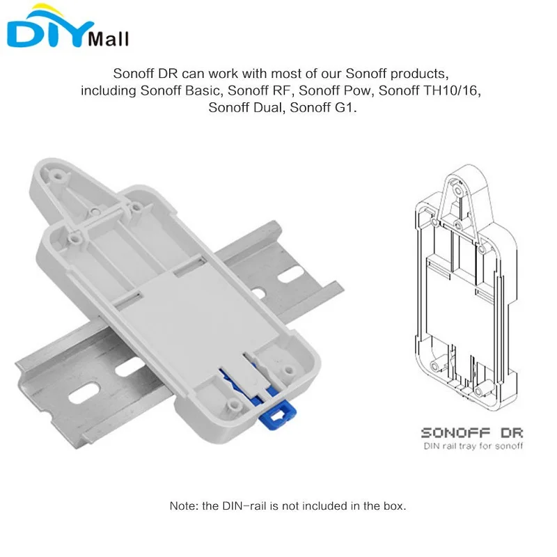 Sonoff Dual RF Basic DR Tray Wifi переключатель IP66 водонепроницаемый чехол умный дом автоматизация для Android IOS приложение Amazon Alexa Google Nest - Комплект: Sonoff DR Tray