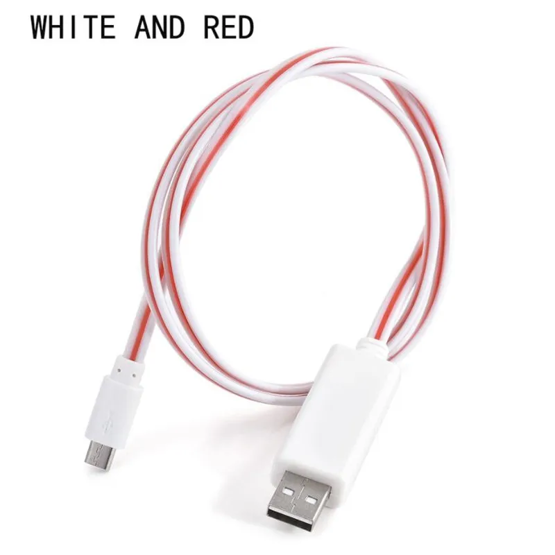 Светодиодный светящийся зарядный кабель USB для iPhone iPad samsung huawei Xiaomi type C Micro USB кабель для зарядки и передачи данных - Color: White and Red