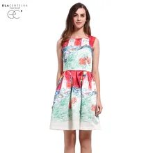 ElaCentelha Women Summer Dress Baroque Novelty New Fashion Imitation Painting Innocent Printing Dress Woman Sundress Day Dresses