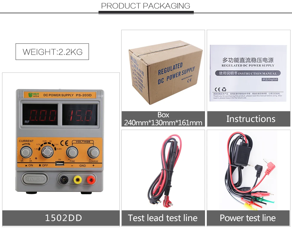 BEST-PS-203D 20V 3A DC Регулируемый источник питания для ремонта мобильного телефона, светодиодный дисплей, прибор для обнаружения сигнала