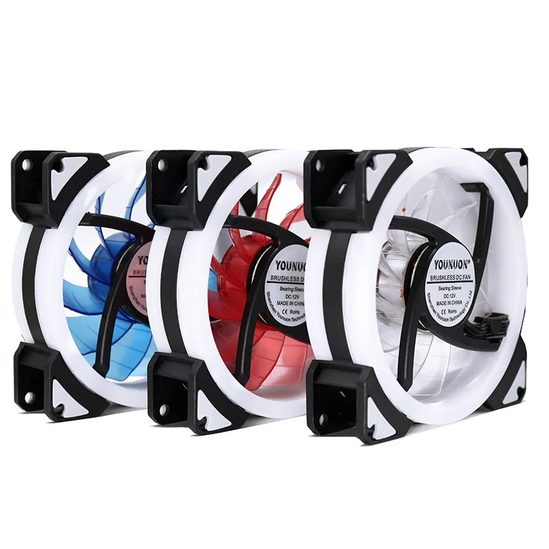 5Pcs Younuon LED Light 92mm 12V 4Pin/3Pin 9225S 92x92x25mm PC Case Cooler Cooling Fan 90mm Computer GPU Cooling Fan