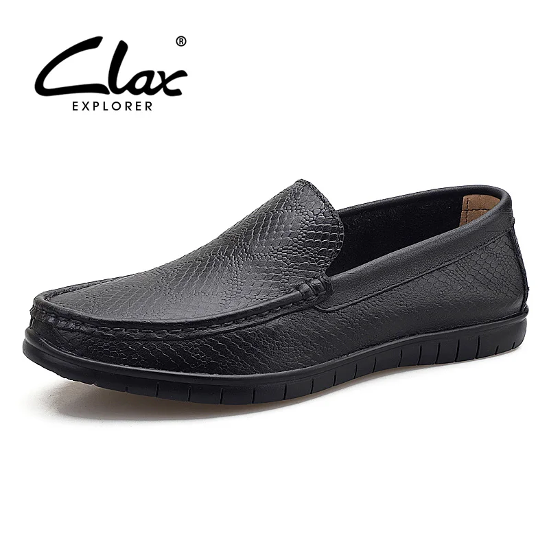 

CLAX Men's Shoes 2019 Spring Summer Casual Leather Shoe Male Boat Shoe with crocodile skin printing Genuine Leather Loafers Soft