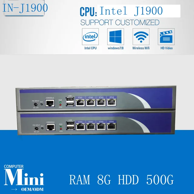 Best Offers cheap Quad Core  Celeron J1900 2.0ghz 4*intel 1000M 82583v Lan Firewall network server with RAM 8G HDD 500G