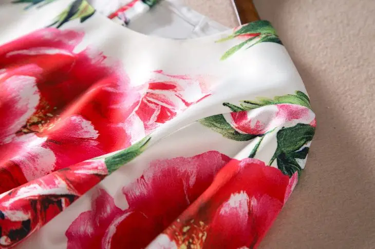 S-xxl Новое поступление брендовый Элегантный принт большие цветы три четверти рукав o-образный вырез тонкие женские платья 99175