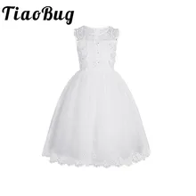 Тюлевое платье для девочек с вышитыми цветами, платье принцессы из сетчатой ткани с аппликацией и бантом, бальные платья принцессы для первого причастия, Сетчатое платье