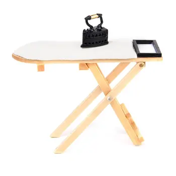 

Cute scale 1: 12 dollhouse miniature iron with ironing board set included