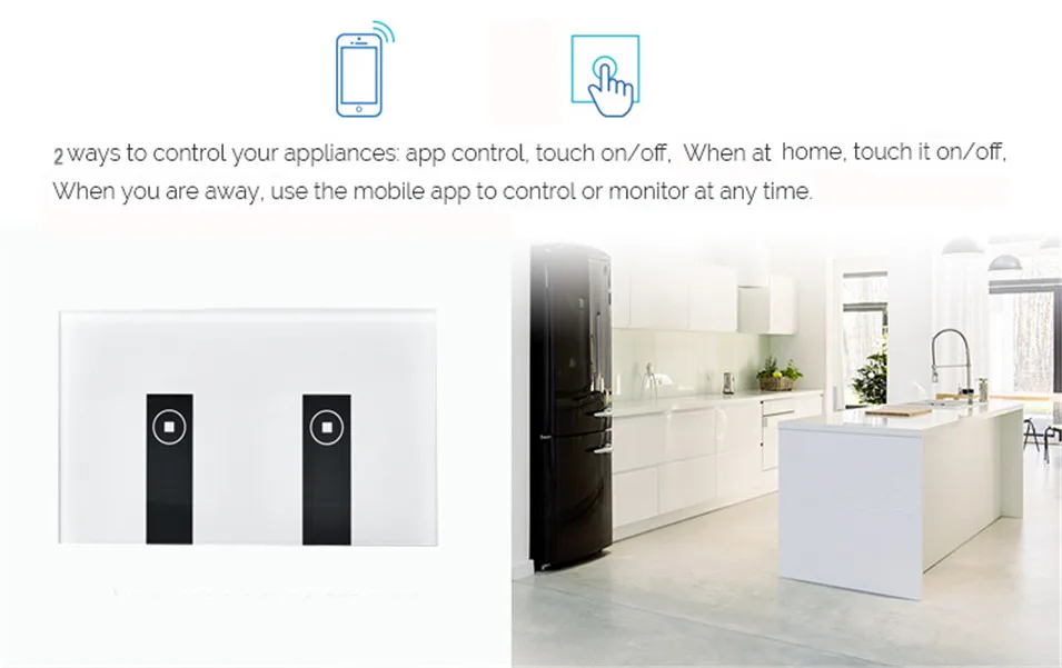 2--Ewelink APP Smart Home Wifi Switch US 12 34 Gang Wall Touch Light Wireless Switch Remote Control Works With Alexa Google Home-