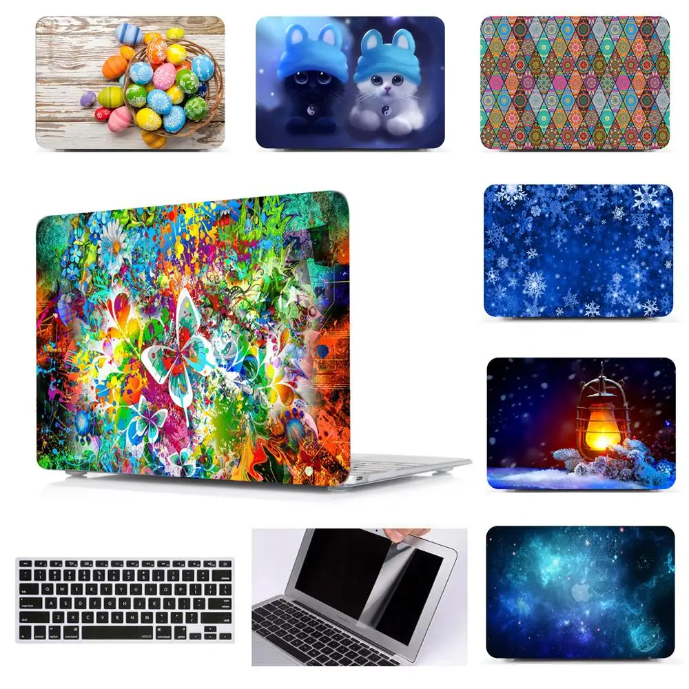Печатный жесткий чехол оболочка клавиатура кожного покрова для Apple Macbook Pro 13 15 Air 11
