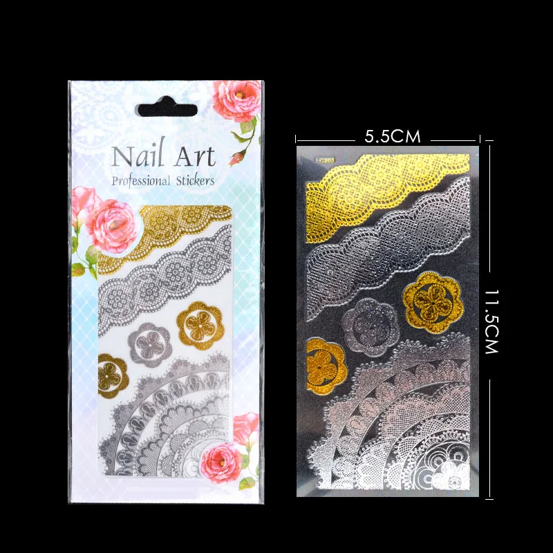 Самоклеющиеся наклейки для дизайна ногтей с золотыми серебряными линиями 11,5*5,5 см, 3D наклейки для дизайна ногтей, украшения ногтей NLC