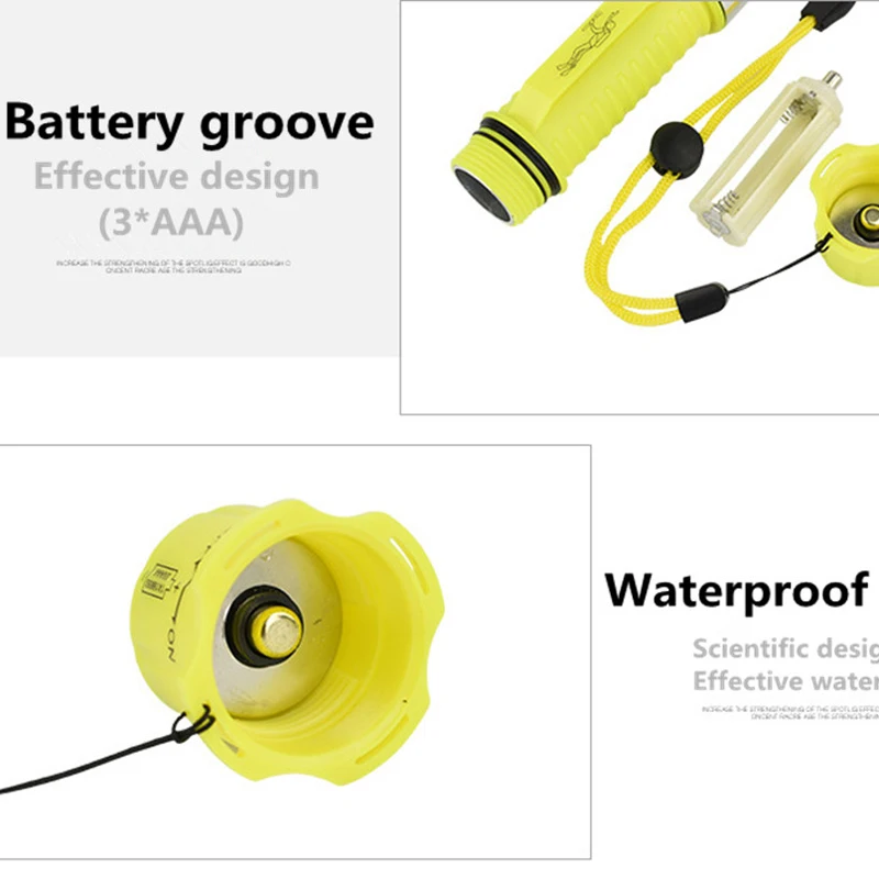 Ultra Bright Waterproof Torch Underwater Diving Powerful LED Flashlight Camping Light Battery Powered (10)