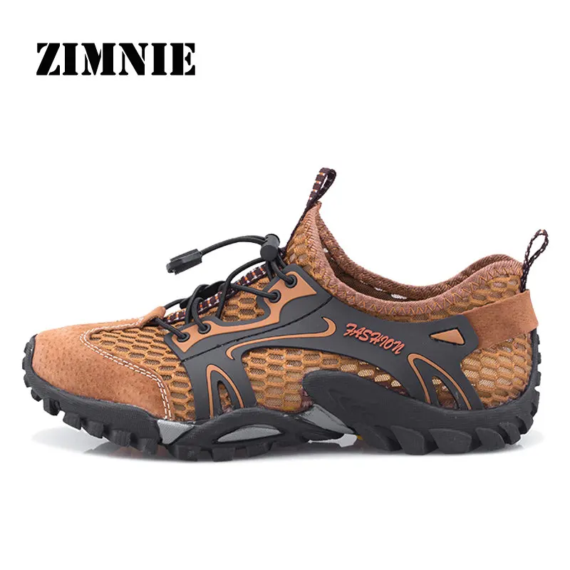 ZIMNIE العلامة التجارية الرجال حذاء للسير مسافات طويلة في الهواء الطلق الرياضة تسلق الجبلية رياضية تنفس الهواء شبكة + الجلد المدبوغ لينة القوى ...