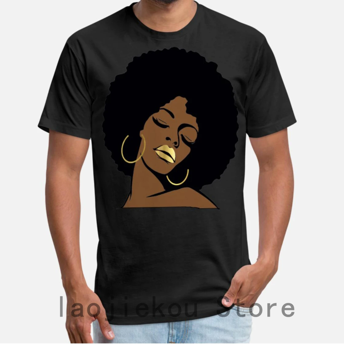 

Funny Print Men T shirt Women Cool T-Shirts black girl magic afro diva gold lips shirt melanin shirts Unisex New Fashion tshirt