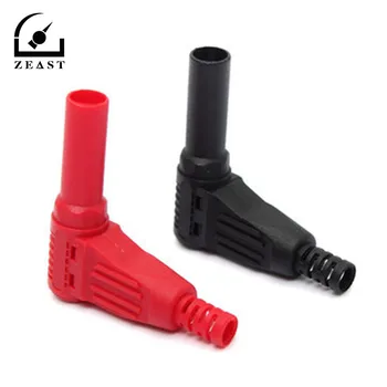 

2PCS High Pressure 4mm Male Right Angle Insulation Wire Solder Type DIY Banana Plug Connector Red/Black