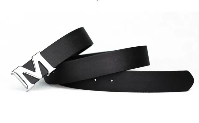 Luxury Brand M Grid Belts High Quality Men's Male Male Male Genuine Leather Real M Fixed Belt For Blue Breeze Pants black