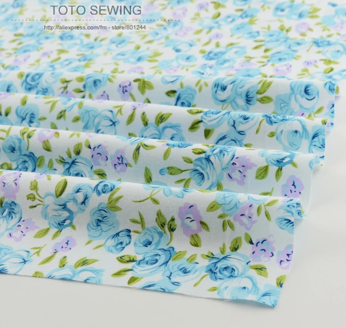 50cmx160cm Piece Light Blue Rose Cotton Fabric Home Textile Dress Sewing Bedding Tilda Patchwork Quilting Clothing Quilt Filling Clothing Tennisquilt Jewelry Aliexpress