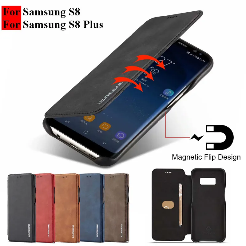 

S8 Case For Hoesje Samsung S8 Plus Case Leather & Magnetic Wallet Cover Coque Samsung Galaxy S8 Phone Case S8 Plus Case Flip Bag