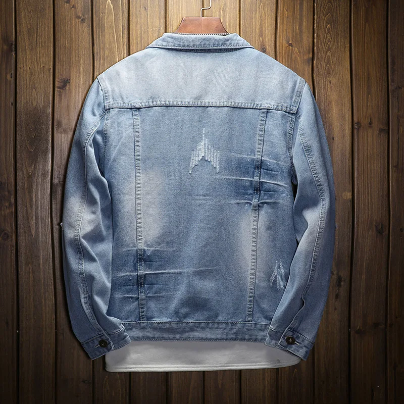 mens jackets streetwear mens coats and jackets Cotton hole Casual men jeans coat clothing dropshipping