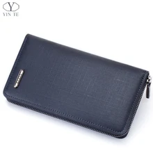 YINTE Men’s Clutch Wallet Leather Blue Bag England Style Men Clutch Bag Leather Card Wallet Phone Purse Small Wallet Men T8088-1