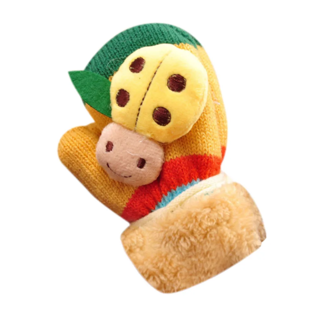 TELOTUNY теплые перчатки из плюша и бархата для осени и зимы, теплые варежки для малышей, От 1 до 4 лет moufle enfant X0510 - Цвет: Цвет: желтый