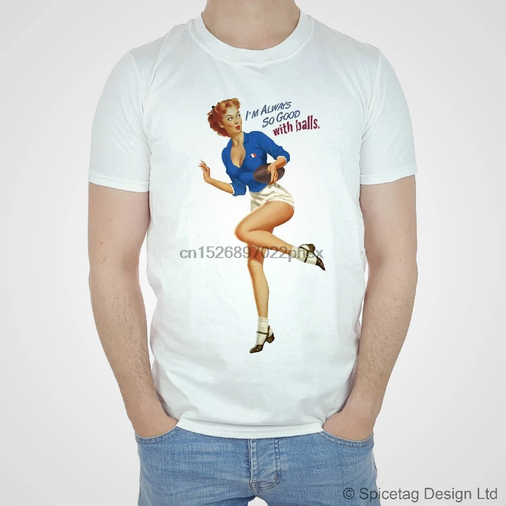 

France T-shirt Rugby Pin Up Girl Tshirt Sexy Vintage French Pinup Top Rooster Retro Tattoo Tee Womens Mens Unisex men t shirt