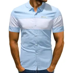 Модные топы для отдыха отложной воротник Для Мужчин's Рубашка с короткими рукавами рубашка Однотонная рубашка из хлопка Повседневное