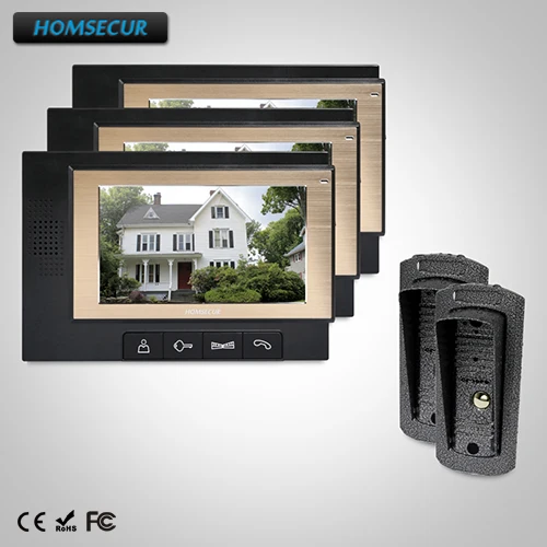 HOMSECUR 7 "Видеодомофон Система Интрекома Электрический замок поддерживается : TC041 + TM702-B