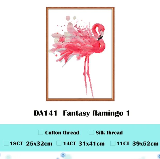 Фантазия Фламинго Набор для вышивки крестом Аида 14ct 11ct граф печать холсты стежков вышивка DIY рукоделие ручной работы - Цвет: Белый