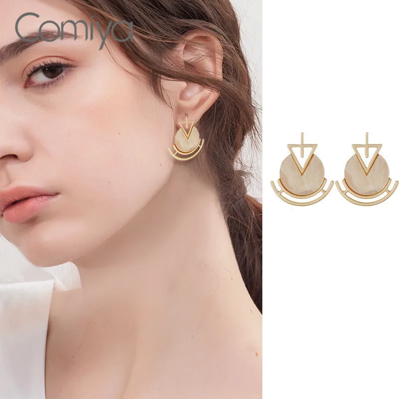 

Comiya Brand Earrings For Women Zinc Alloy Personality Big Stud Earring Acrylic Round Gold Coor Jewelry Pendientes Largos Mujer