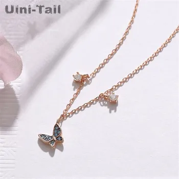 

Uini-Tail hot new 925 sterling silver simple butterfly pendant micro-inlaid necklace fashion tide flow cute high quality GN982