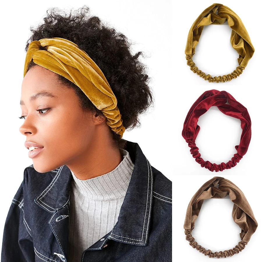 

Fashion Women Elastic Headband Velvet Cross Twist Headband Soft Turban Elastic Hairbands Bandage Velvet Twist Headband