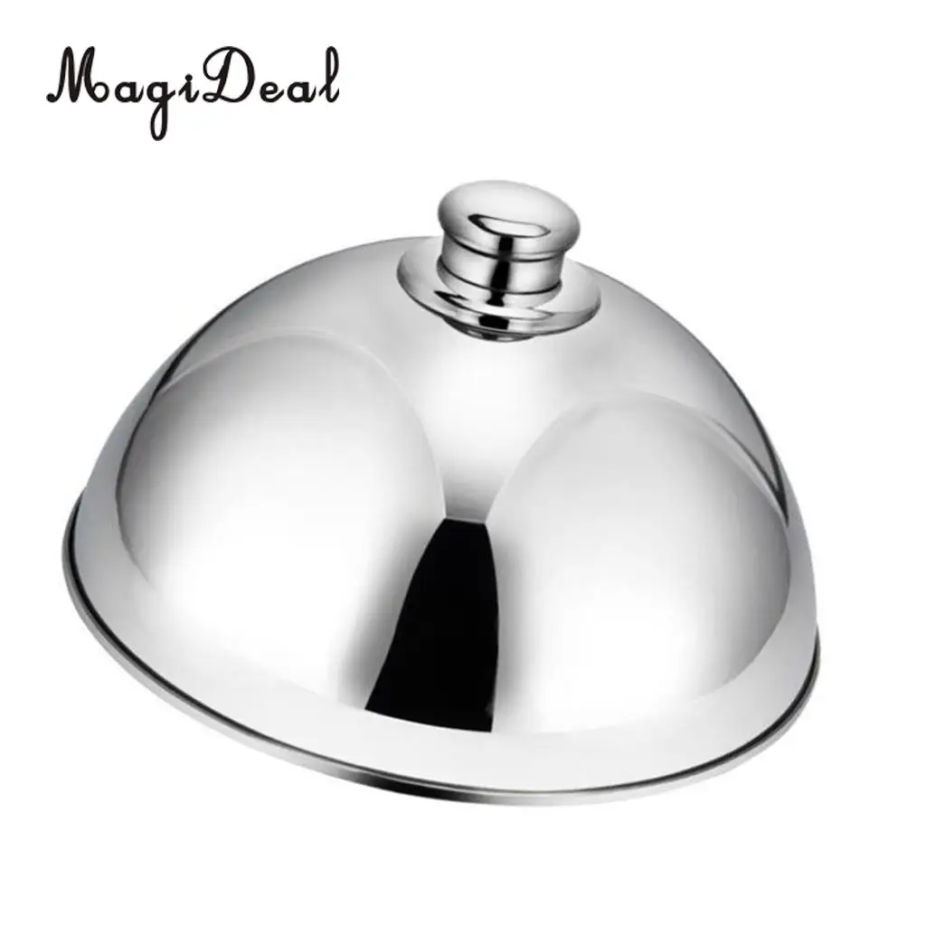 Stainless Steel Food Cover Cloche Plate with Domed Cover Dish Silver big