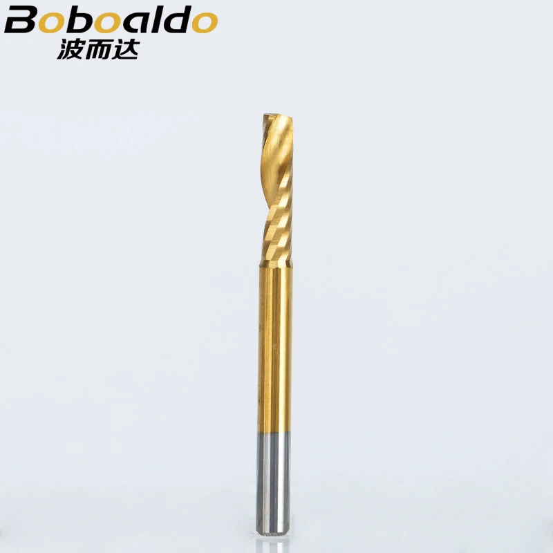 1pc 3.175mm TiN Coating Single Flute Spiral Cutter router bit CNC end mill carbide milling cutter Machine Accessories