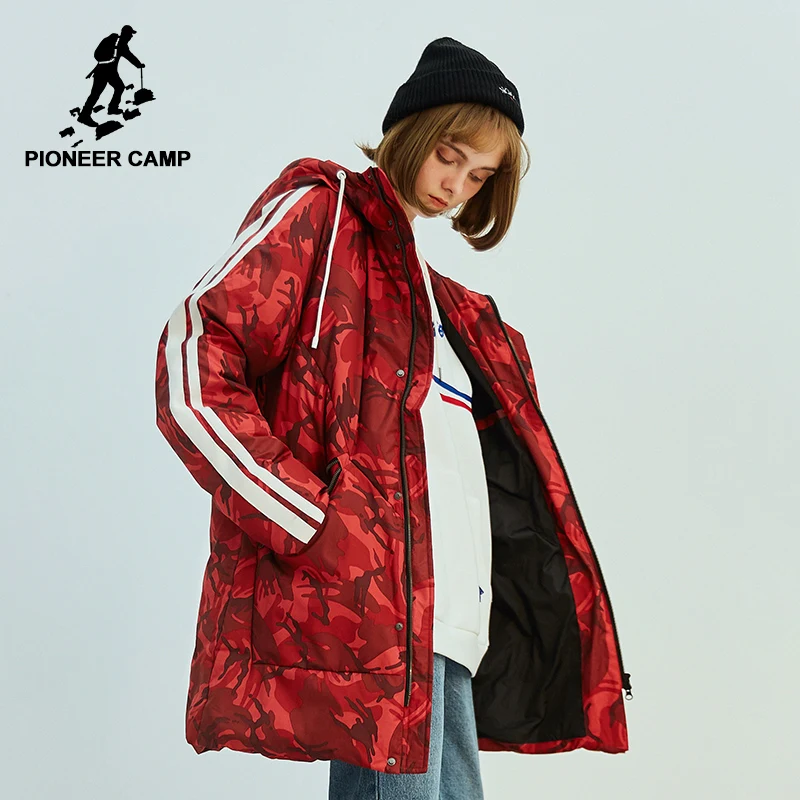

Pioneer camp new long down jackets women brand clothing fashion Camouflage womens down parka grey warm grey duck down AYR801430S