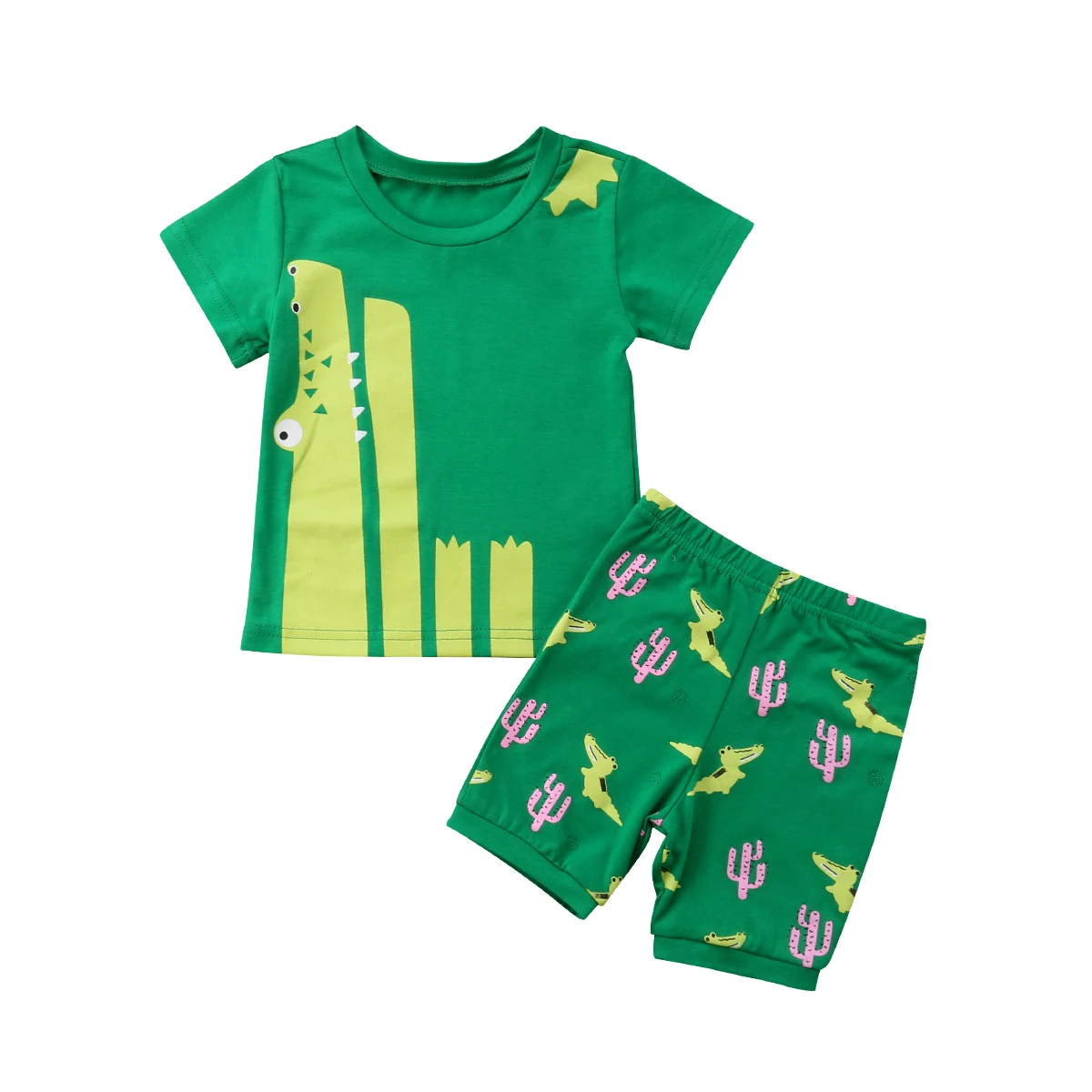 2019 Summer Kid Baby Boy Cartoon Crocodile T-shirt Shorts Pants Outfit Toddler Clothes Set |